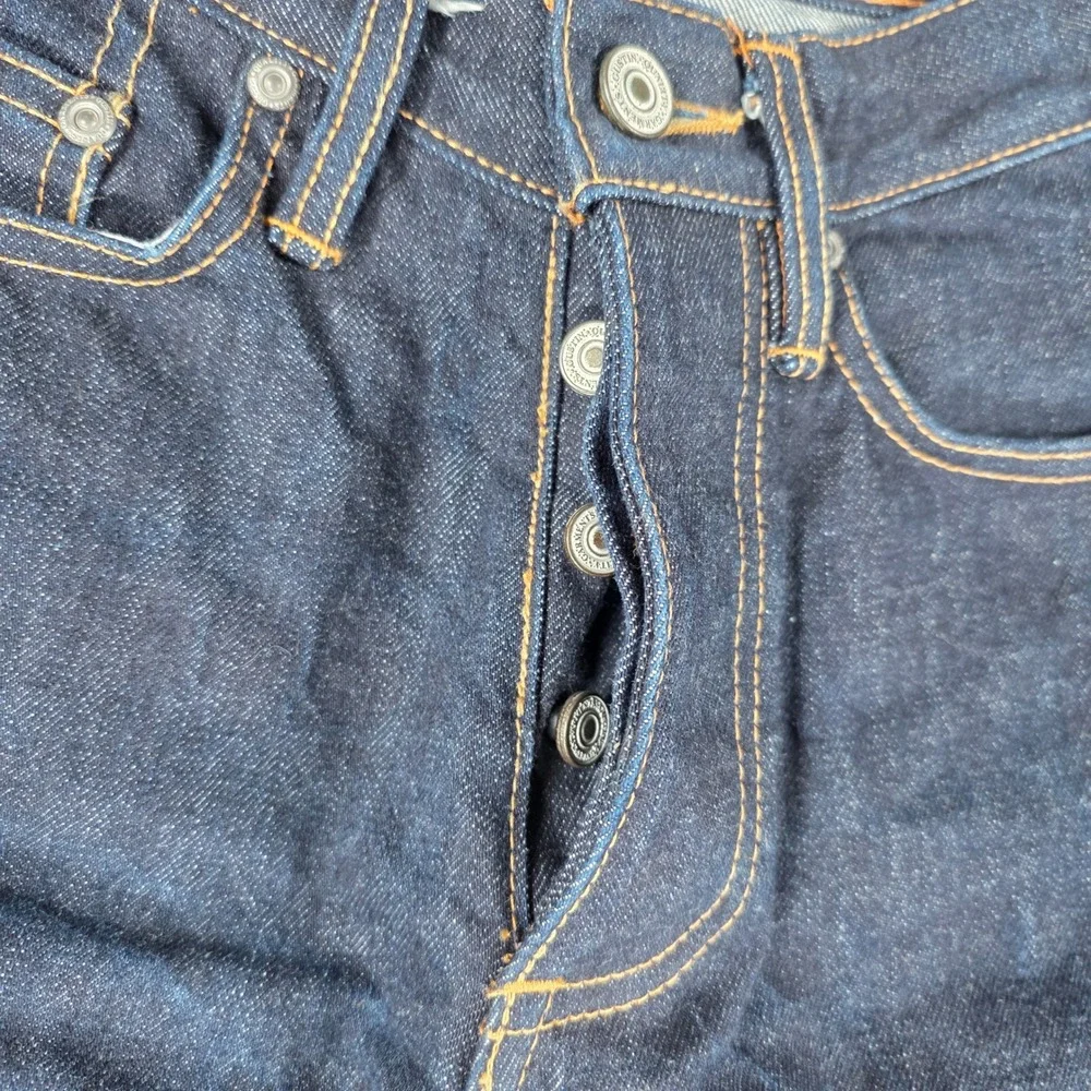Gustin Mens Raw Selvedge 28x34 Denim Jeans Slim Fit Dark Wash Indigo Made in USA